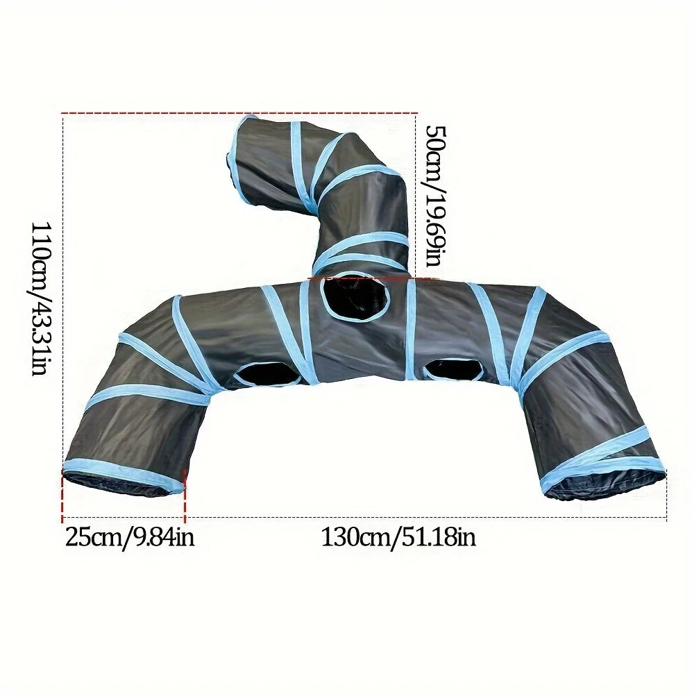 New Design Extended Black Three-Way Cat Tunnel Toy, New Shaped Faucet Pet Passage Cat Toy, Rolling Dragon Toy