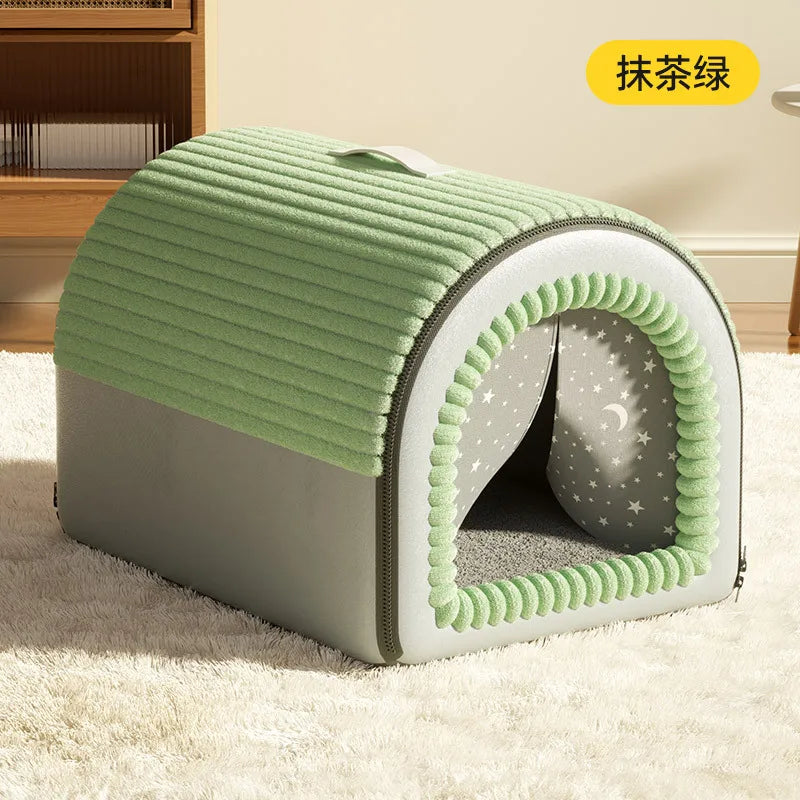 Winter Enclosed Pet Bed Thickened Portable Dog House & Cat Tent with Washable Bedding Needed Bed for Small Medium Large Dogs