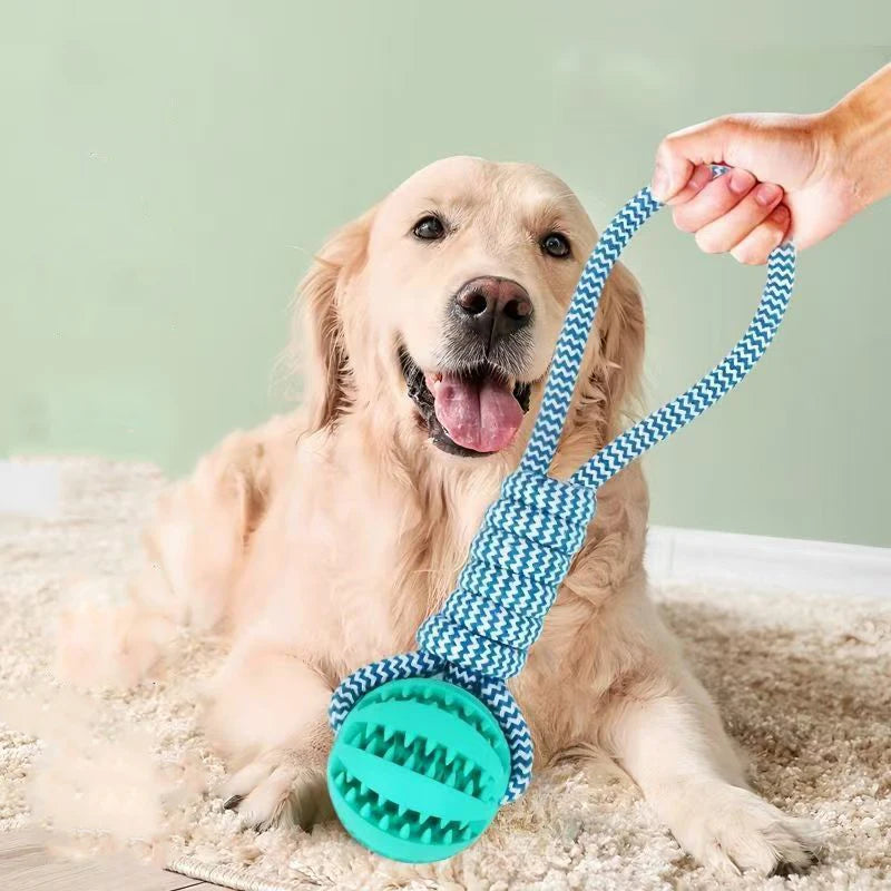 Dog Toys Balls Interactive Treat Rope Rubber Leaking Balls for Small Medium Dogs Chewing Bite Resistant Pet Tooth Cleaning