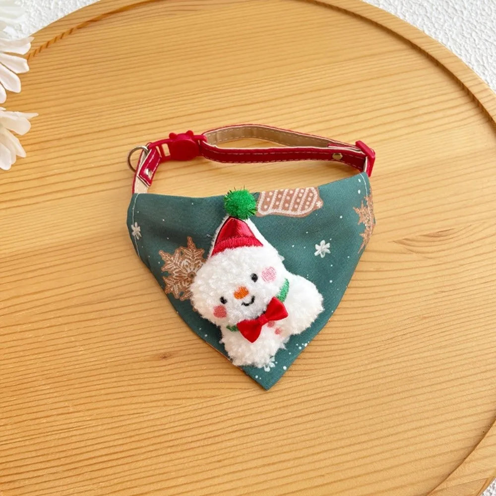 Christmas Cat Dog Collar Adjustable , Dirt-resistant Christmas Decor Dog Bandanas Universal Soft Cat Collar Pet Scarf