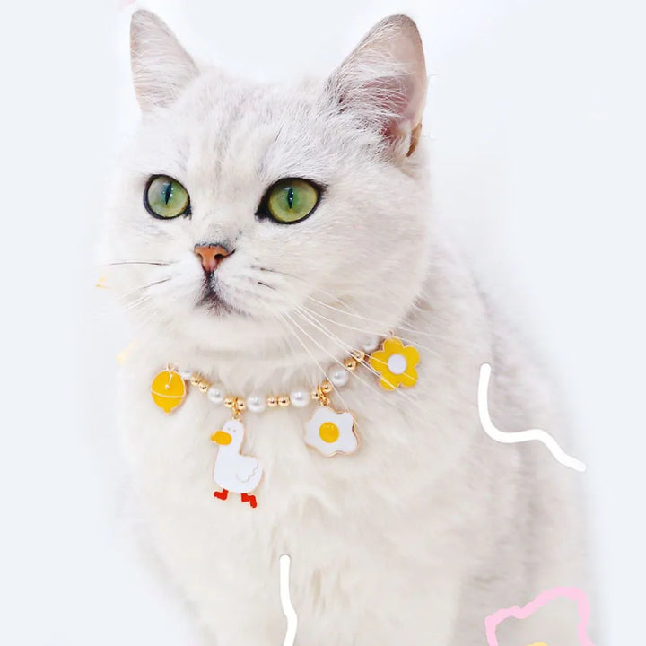 Adjustable Pet Pearl Necklace Collar Cat Accessories Cat Necklace Cute Lovely Heart Sphynx Cat Collar Puppy Doggy Kitty Jewelry