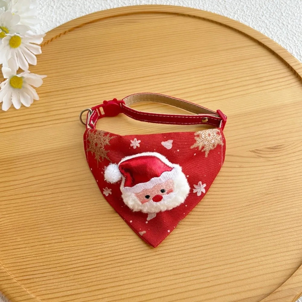 Christmas Cat Dog Collar Adjustable , Dirt-resistant Christmas Decor Dog Bandanas Universal Soft Cat Collar Pet Scarf