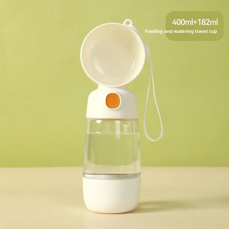 Portable Dog Water Bottle with Food Container, Leak-Resistant Pet Travel Water Dispenser Cup for Dogs and Cats