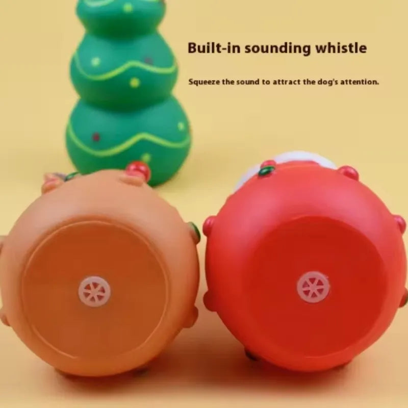 Durable Squeaky Dog Chew Toy, Tough Teething Grinding Interactive Pet Toy, Christmas Xmas Gift for Small Medium Large Dogs