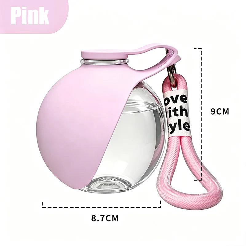 2 in 1 Portable Foldable Dog Water Bottle Leak Proof Silicone Travel Pet Water Bowl with Lanyard Hook for Outdoor Walking