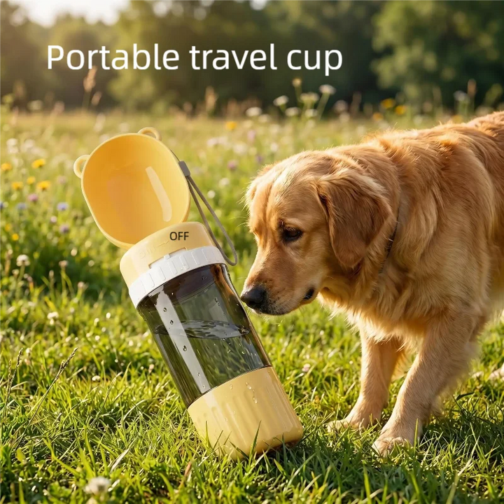 2-in-1 Leakproof Pet Bottle: 400ml Water + 180ml Food | On-the-Go Dog/Cat Travel Bowl for Hiking/Camping | Compact Dual Storage