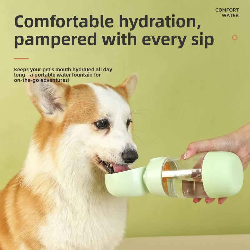 Portable Dog Water Bottle with Food Container, Leak-Resistant Pet Travel Water Dispenser Cup for Dogs and Cats