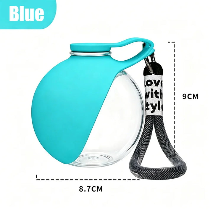 2 in 1 Portable Foldable Dog Water Bottle Leak Proof Silicone Travel Pet Water Bowl with Lanyard Hook for Outdoor Walking
