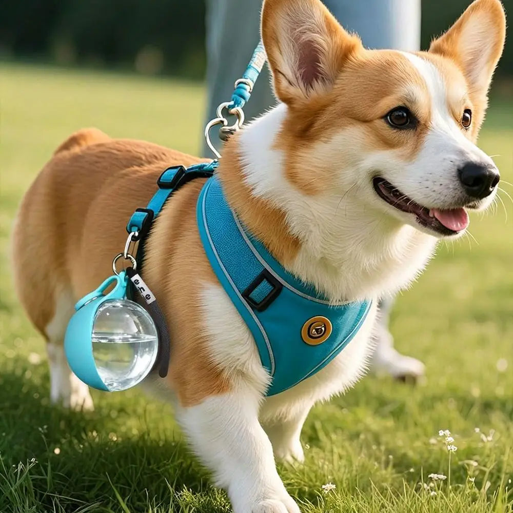 2 in 1 Portable Foldable Dog Water Bottle Leak Proof Silicone Travel Pet Water Bowl with Lanyard Hook for Outdoor Walking