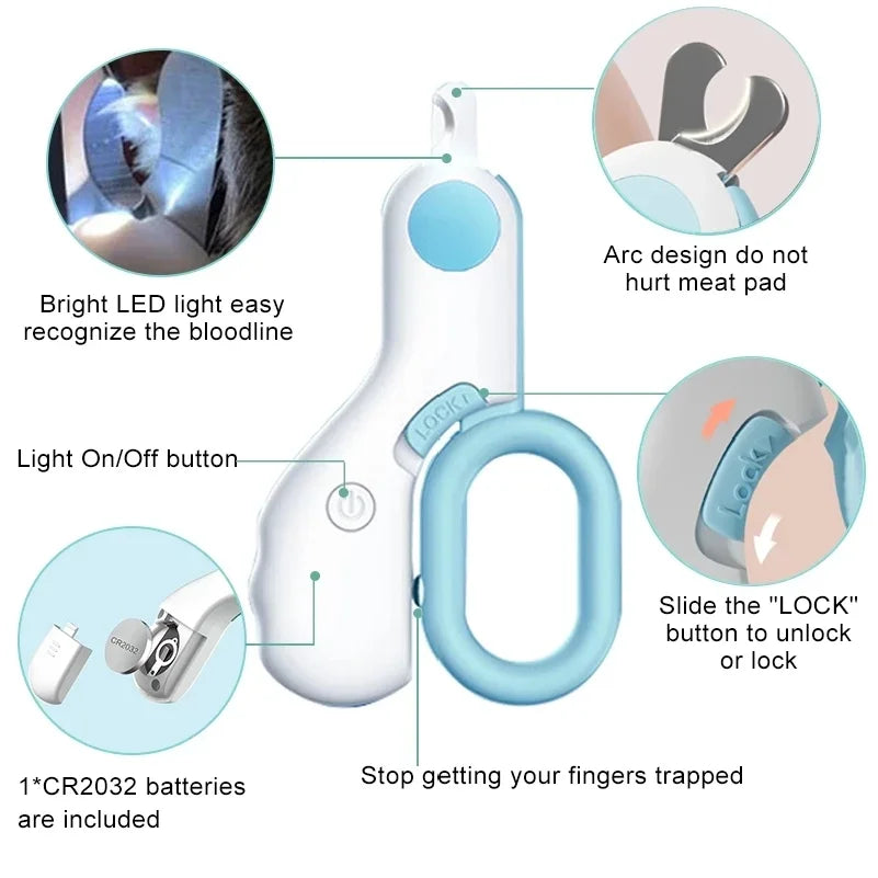 Professional Cat Nail Clipper Cat Cutter With LED Light Pet Nail Clipper for Dog Grooming Claw Scissors Care Tools Pet Products