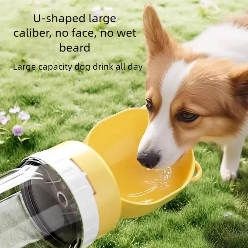2-in-1 Leakproof Pet Bottle: 400ml Water + 180ml Food | On-the-Go Dog/Cat Travel Bowl for Hiking/Camping | Compact Dual Storage