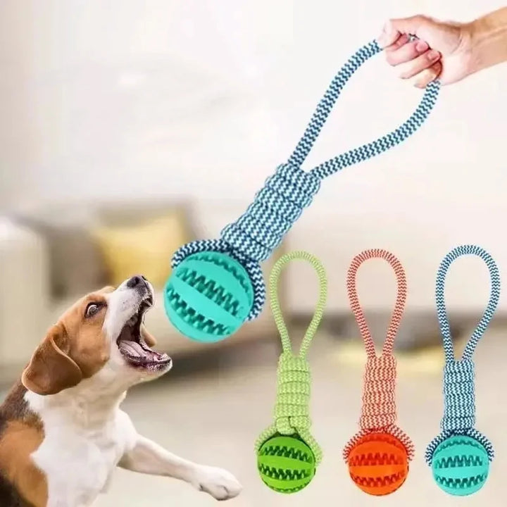 Dog Toys Balls Interactive Treat Rope Rubber Leaking Balls for Small Medium Dogs Chewing Bite Resistant Pet Tooth Cleaning