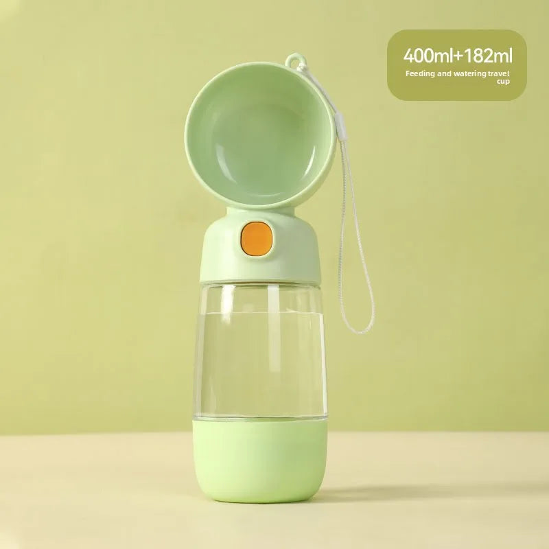 Portable Dog Water Bottle with Food Container, Leak-Resistant Pet Travel Water Dispenser Cup for Dogs and Cats