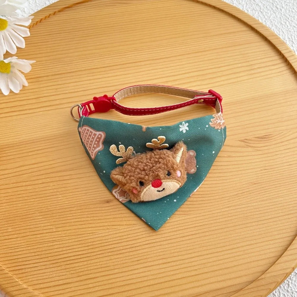 Christmas Cat Dog Collar Adjustable , Dirt-resistant Christmas Decor Dog Bandanas Universal Soft Cat Collar Pet Scarf