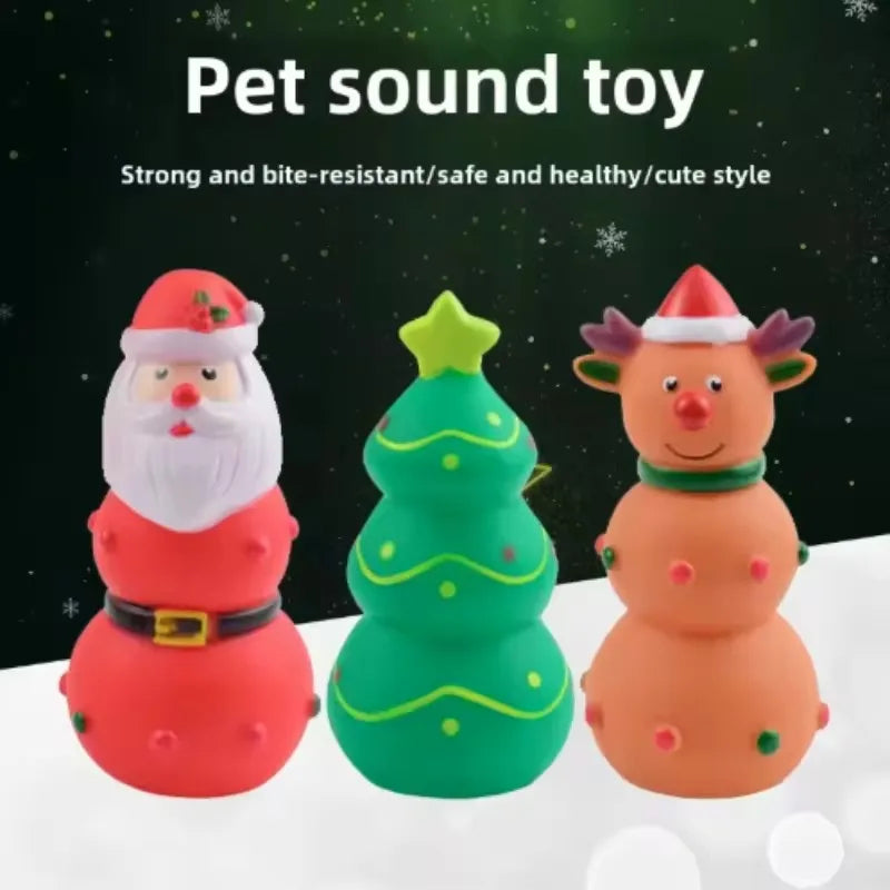 Durable Squeaky Dog Chew Toy, Tough Teething Grinding Interactive Pet Toy, Christmas Xmas Gift for Small Medium Large Dogs