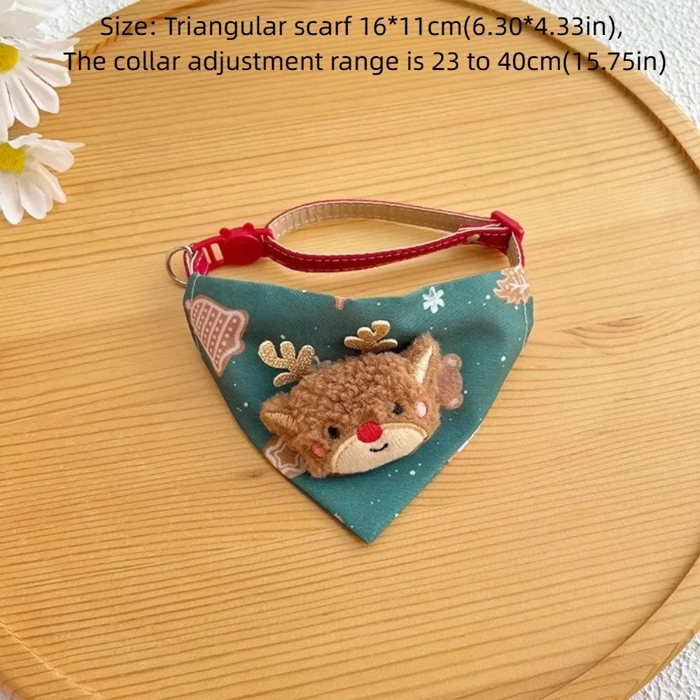 Christmas Cat Dog Collar Adjustable , Dirt-resistant Christmas Decor Dog Bandanas Universal Soft Cat Collar Pet Scarf