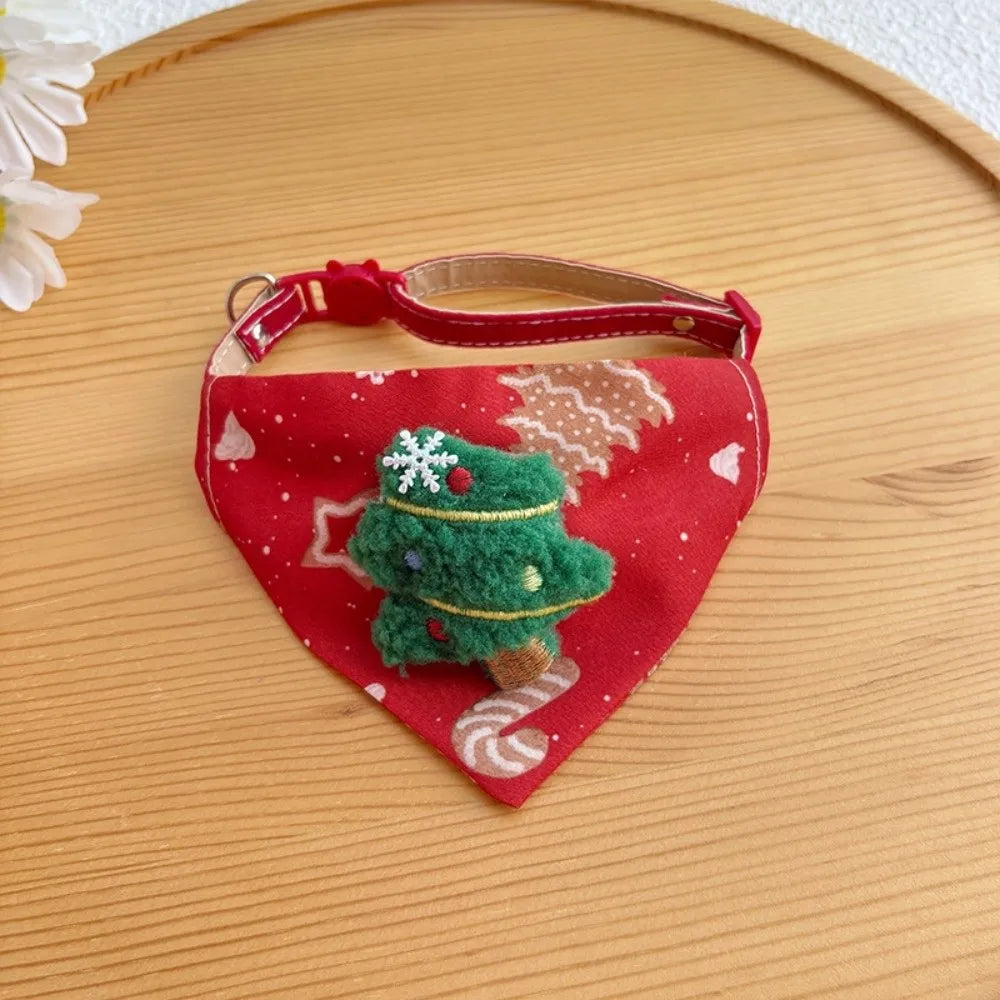 Christmas Cat Dog Collar Adjustable , Dirt-resistant Christmas Decor Dog Bandanas Universal Soft Cat Collar Pet Scarf