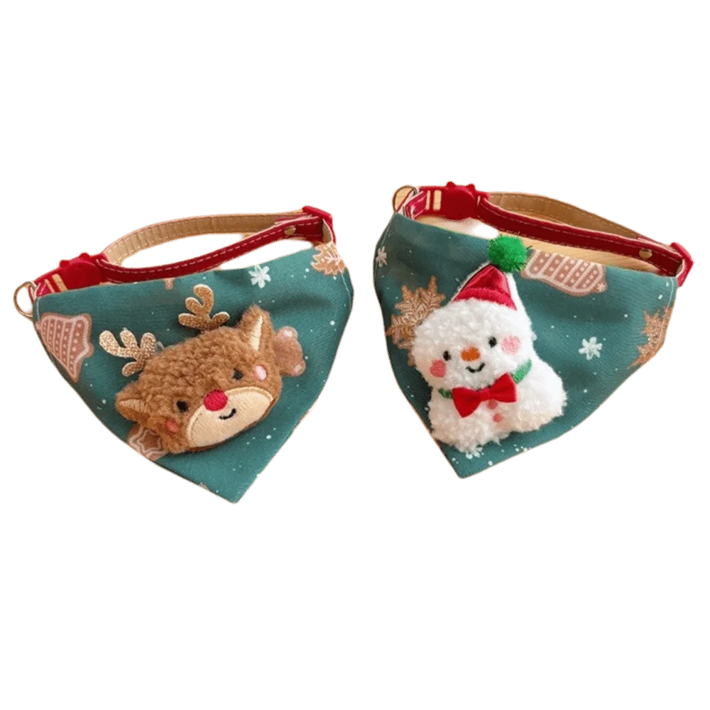 Christmas Cat Dog Collar Adjustable , Dirt-resistant Christmas Decor Dog Bandanas Universal Soft Cat Collar Pet Scarf