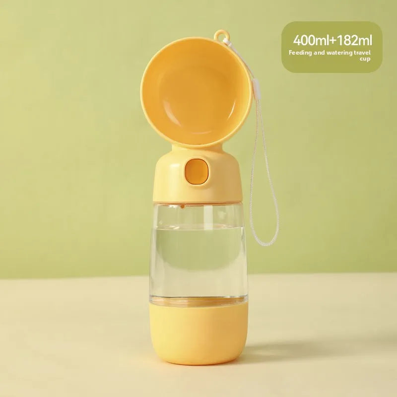 Portable Dog Water Bottle with Food Container, Leak-Resistant Pet Travel Water Dispenser Cup for Dogs and Cats